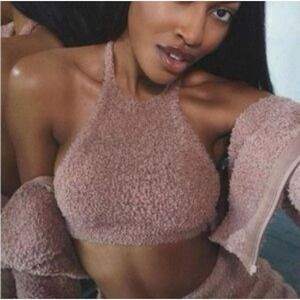 Skims‎ Cozy Knit Halter Top XXS/XS Rose Clay $45